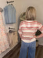 Multi Color Stripe Open Knit Crochet Sweater Top 110 Tops - Ella Chic BoutiqueSo Me