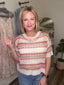 Multi Color Stripe Open Knit Crochet Sweater Top 110 Tops - Ella Chic BoutiqueSo Me