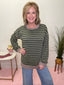 Multi Color Striped Top in Olive/Tan