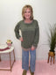 Multi Color Striped Top in Olive/Tan 110 Tops - Ella Chic Boutique