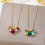 Multicolor Crystal Cluster Charm Pendant Necklace in Ruby