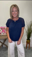 Navy Woven Neckline Detailed Top 110 Tops - Ella Chic Boutique