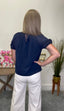 Navy Woven Neckline Detailed Top 110 Tops - Ella Chic Boutique