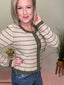 Olive Trim Button Up Cardigan 130 Sweaters - Ella Chic Boutique