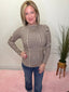 On the Daily Striped Long Sleeve Top in Chocolate - Ella Chic BoutiqueElla Chic Boutique