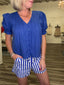 On Trend Blue Striped Boxer Shorts 180 Shorts & Skirts- Ella Chic BoutiqueButtermelon