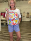 On Trend Blue Striped Boxer Shorts 180 Shorts & Skirts- Ella Chic BoutiqueButtermelon