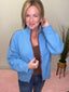 Out & About Zip Up Jacket in Blue 130 Sweaters- Ella Chic BoutiqueLE LIS