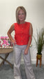 Out of Range Red Button Down Vest Top 110 Tops - Ella Chic Boutique