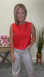 Out of Range Red Button Down Vest Top 110 Tops - Ella Chic Boutique