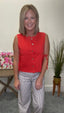 Out of Range Red Button Down Vest Top 110 Tops - Ella Chic Boutique