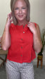 Out of Range Red Button Down Vest Top