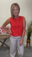Out of Range Red Button Down Vest Top 110 Tops - Ella Chic Boutique