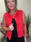 Out of Range Red Button Down Vest Top 110 Tops - Ella Chic Boutique