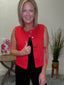 Out of Range Red Button Down Vest Top 110 Tops - Ella Chic Boutique