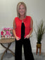 Out of Range Red Button Down Vest Top 110 Tops - Ella Chic Boutique