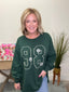 Oversized Embroidered Pullover Top in Evergreen 110 Tops - Ella Chic Boutique