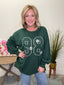 Oversized Embroidered Pullover Top in Evergreen 110 Tops - Ella Chic Boutique