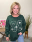 Oversized Embroidered Pullover Top in Evergreen