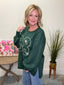 Oversized Embroidered Pullover Top in Evergreen 110 Tops - Ella Chic Boutique