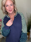 Oversized Floral And Stripes Knit Top in Green 110 Tops - Ella Chic Boutique