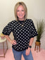 Oversized Polka Dot Sweater Top in Black