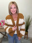 Oversized Scallop Pattern Knit Cardigan in Brown 130 Sweaters - Ella Chic Boutique