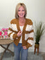 Oversized Scallop Pattern Knit Cardigan in Brown 130 Sweaters - Ella Chic Boutique