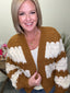 Oversized Scallop Pattern Knit Cardigan in Brown 130 Sweaters - Ella Chic Boutique