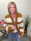 Oversized Scallop Pattern Knit Cardigan in Brown