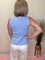 Pale Blue Dainty Button Peplum Sleeveless Knit Top 110 Tops - Ella Chic BoutiqueWishlist