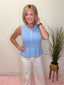 Pale Blue Dainty Button Peplum Sleeveless Knit Top 110 Tops - Ella Chic BoutiqueWishlist