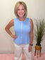 Pale Blue Dainty Button Peplum Sleeveless Knit Top 110 Tops - Ella Chic BoutiqueWishlist