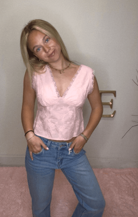 Peach Lace Layered Tank Top