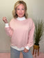 Peaches and Cream Striped Mock Neck Sweatshirt Top