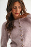 Pearl Button Ribbed Knit Cardigan in Mauve 130 Sweaters - Ella Chic Boutique