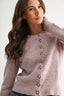 Pearl Button Ribbed Knit Cardigan in Mauve 130 Sweaters - Ella Chic Boutique