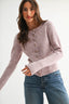 Pearl Button Ribbed Knit Cardigan in Mauve 130 Sweaters - Ella Chic Boutique