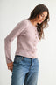 Pearl Button Ribbed Knit Cardigan in Mauve 130 Sweaters - Ella Chic Boutique