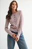 Pearl Button Ribbed Knit Cardigan in Mauve 130 Sweaters - Ella Chic Boutique
