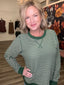 Perfect Combo Pink and Green Striped Sweatshirt Top