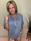 Perfect Denim Shirt Attachable Lace Collar Top 110 Tops- Ella Chic BoutiqueBibi