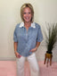 Perfect Denim Shirt Attachable Lace Collar Top 110 Tops- Ella Chic BoutiqueBibi