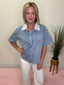 Perfect Denim Shirt Attachable Lace Collar Top