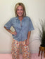 Perfect Denim Shirt Attachable Lace Collar Top