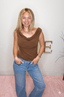 Perfection Off the Shoulder Top in Chocolate