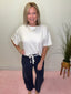 Perfectly Cropped Short Sleeve Sweater in White Cloud 110 Tops- Ella Chic BoutiqueAEMI + CO