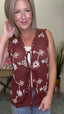 Pick It Embroidered Vest in Burgundy