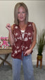 Pick It Embroidered Vest in Burgundy 110 Tops - Ella Chic Boutique