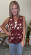 Pick It Embroidered Vest in Burgundy 110 Tops - Ella Chic Boutique